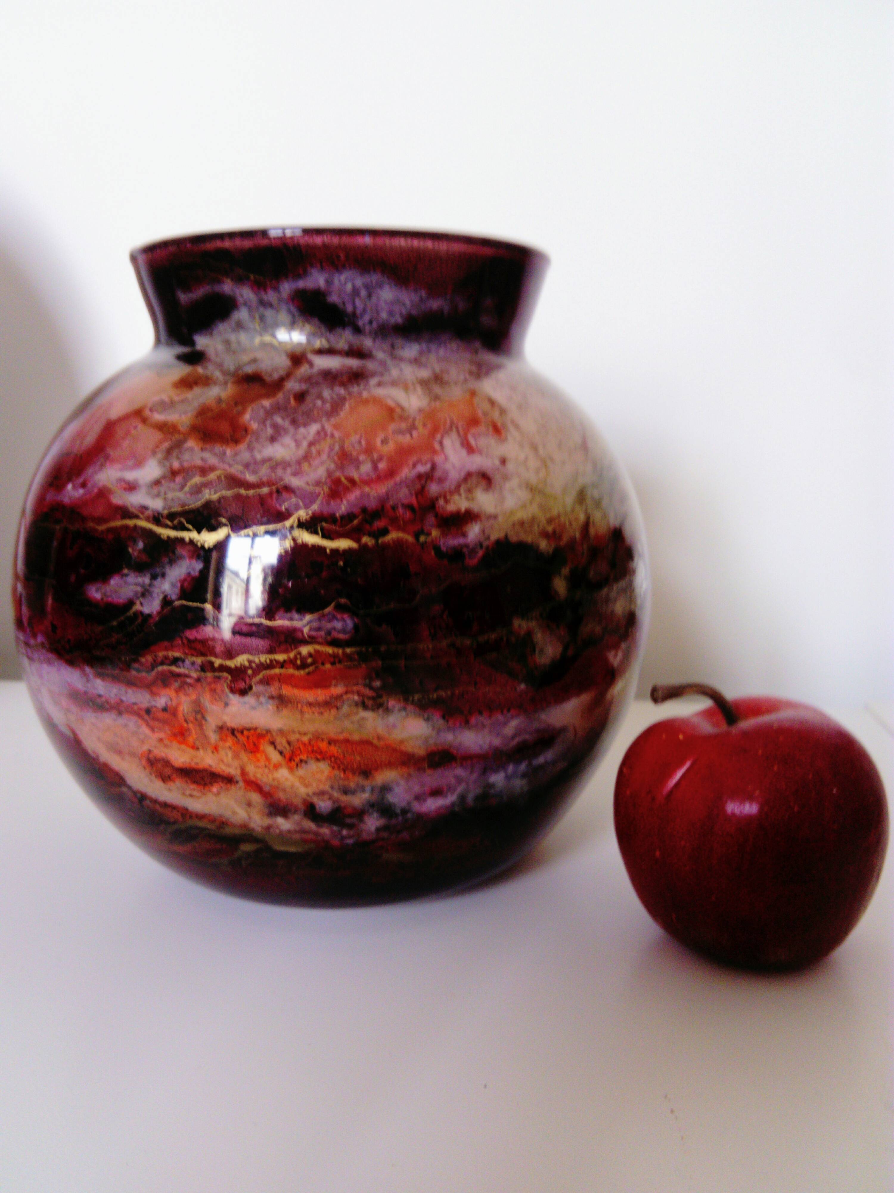 Lacquered glass ball vase by Jean Noel Bouillet