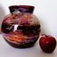 Lacquered glass ball vase by Jean Noel Bouillet
