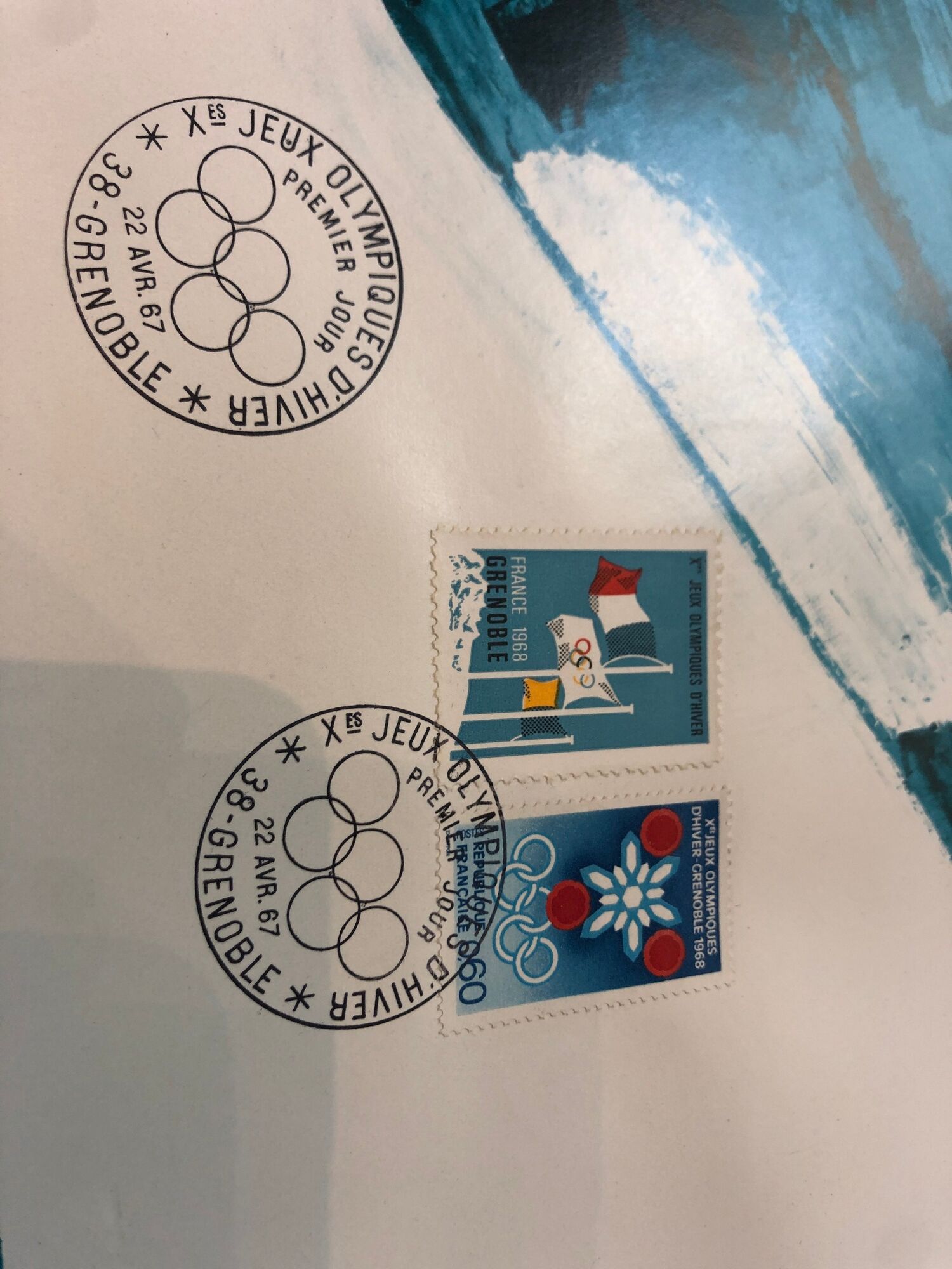 Poster bobsleigh alpe d'huez grenoble olympic winter games 1968 1967