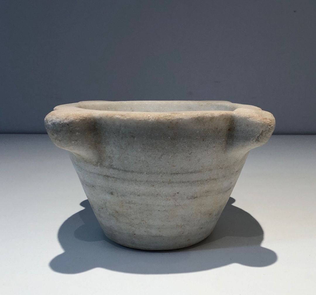 White Marble Mortar with Fluting, 18th Century