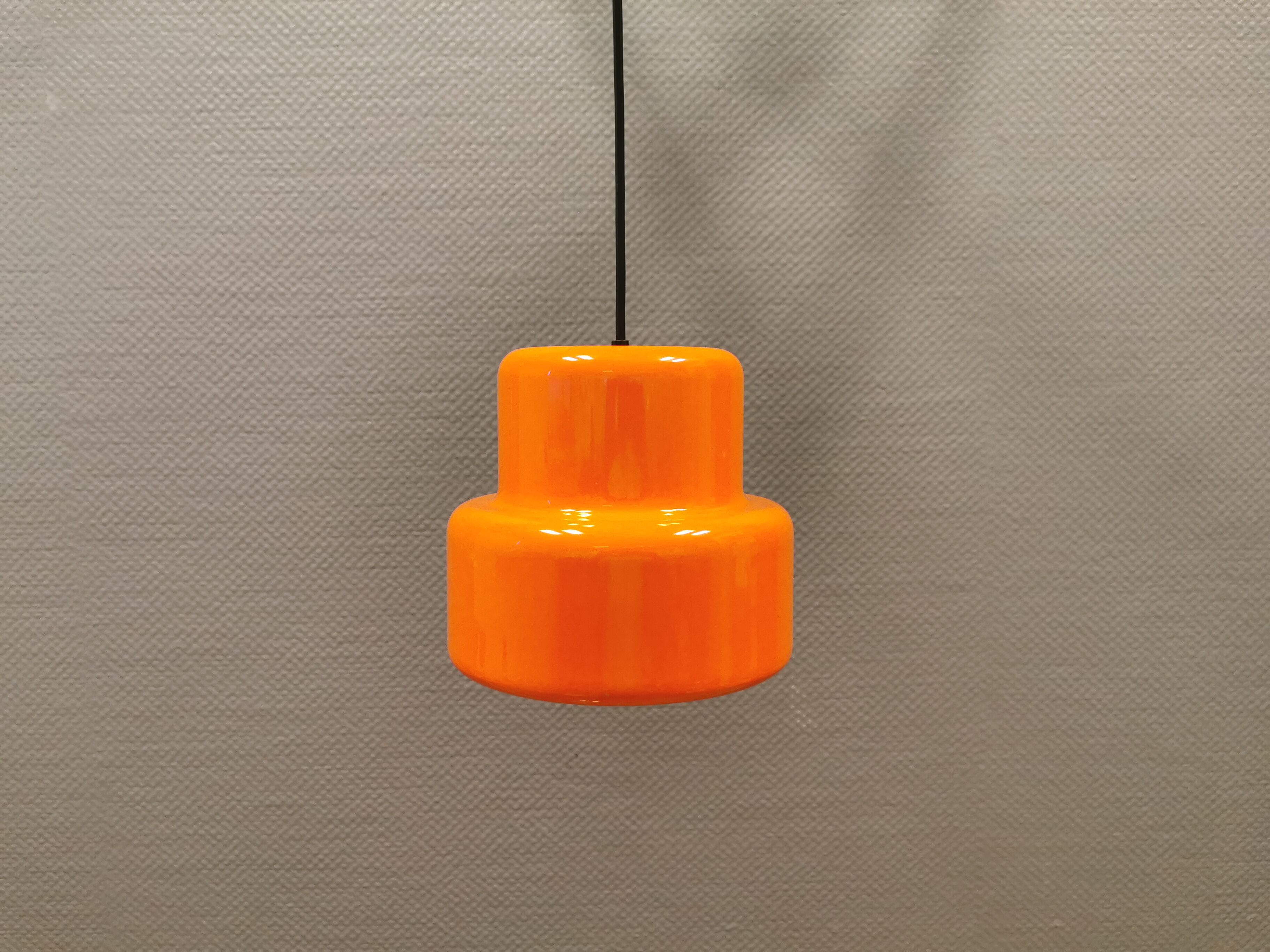 Mini poker hanging lamp in orange original colour  Jo Hammerborg
