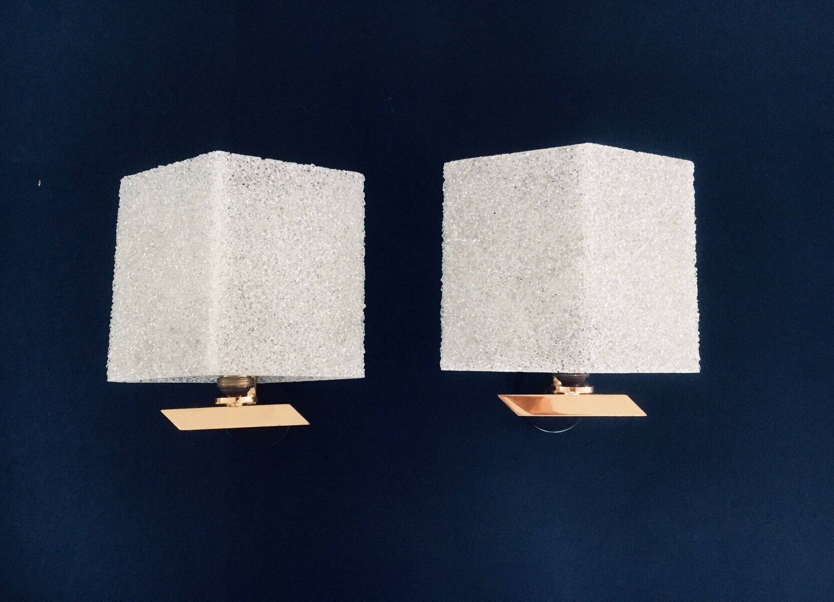 French flush-mounted wall lamp set, 1960s, set of 2