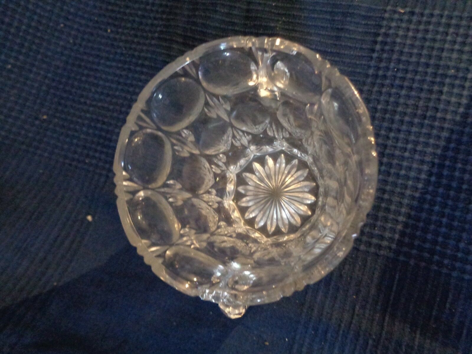 Glass ice bucket press vintage mold old diamond cut 1900