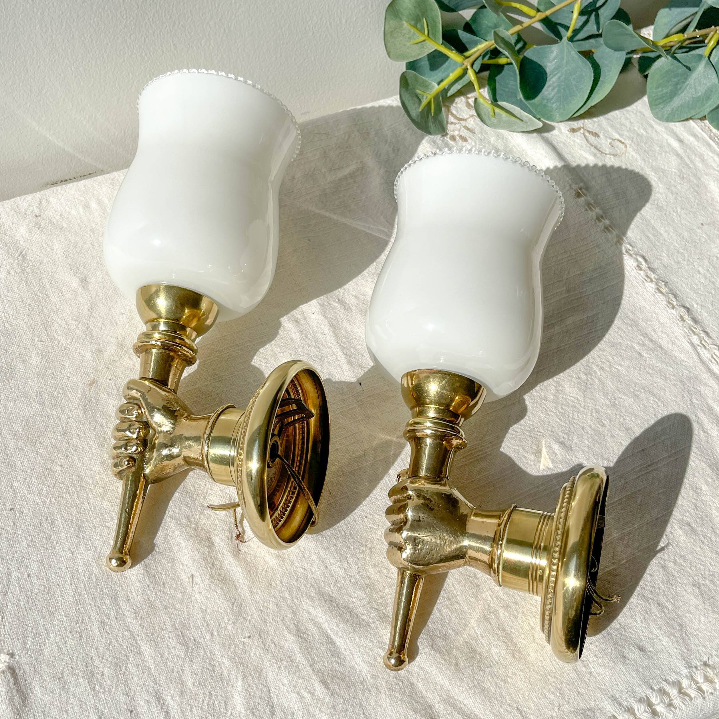 Pair of vintage brass wall sconces – Maison Jansen, 1960s