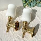 Pair of vintage brass wall sconces – Maison Jansen, 1960s