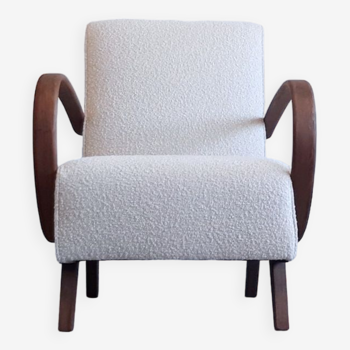 1930 Fauteuil Jindrich Halabala Bentwood en boucle Premium Ivory