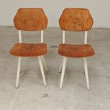 Pair of chairs ex Czechoslovakia TON Thonet White and waxed wood