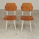 Paire de chaises ex Tchécoslovaquie TON Thonet Blanche et bois ciré