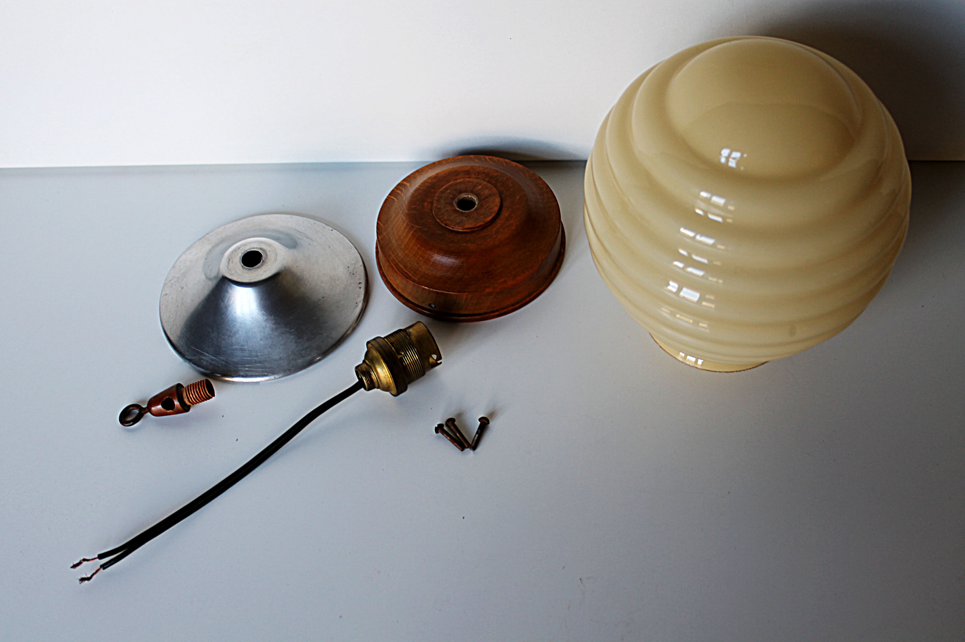 Pale yellow opaline ceiling lamp