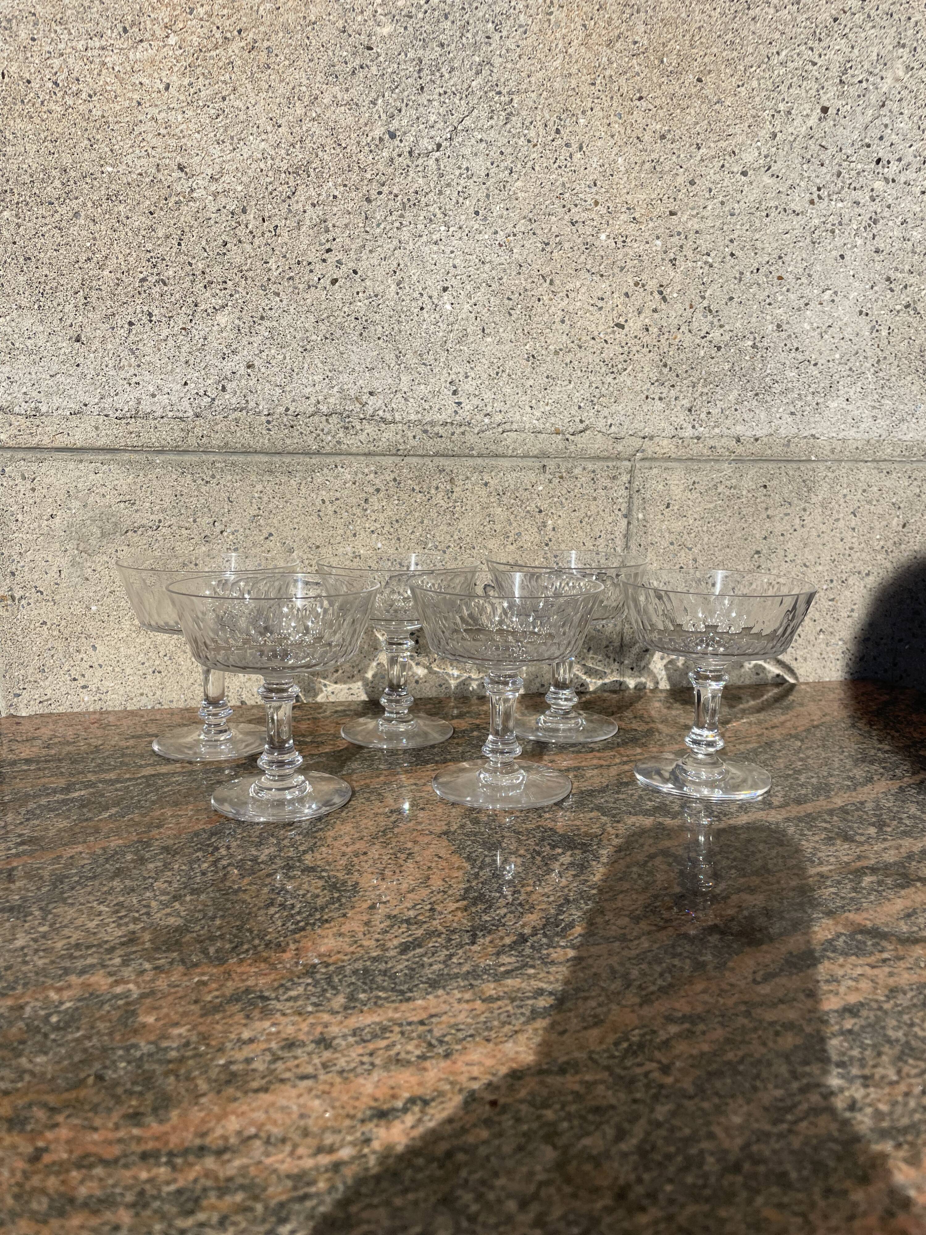 6 Baccarat crystal Richelieu pattern champagne glasses