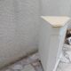 Vintage English furniture in pearl grey, wooden top.