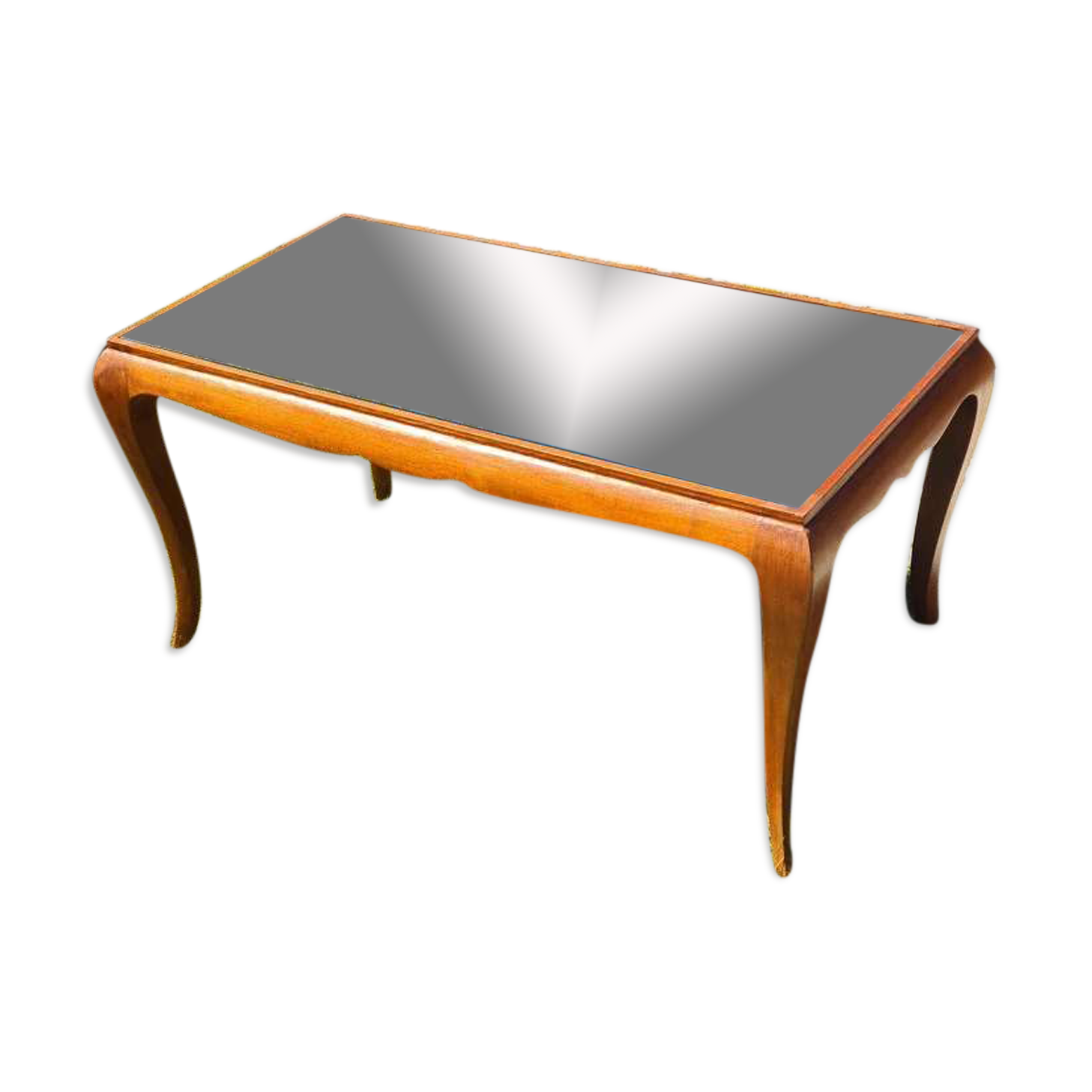 Coffee table exotic wood and glass 50s