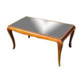 Table basse bois exotique et verre années 50
