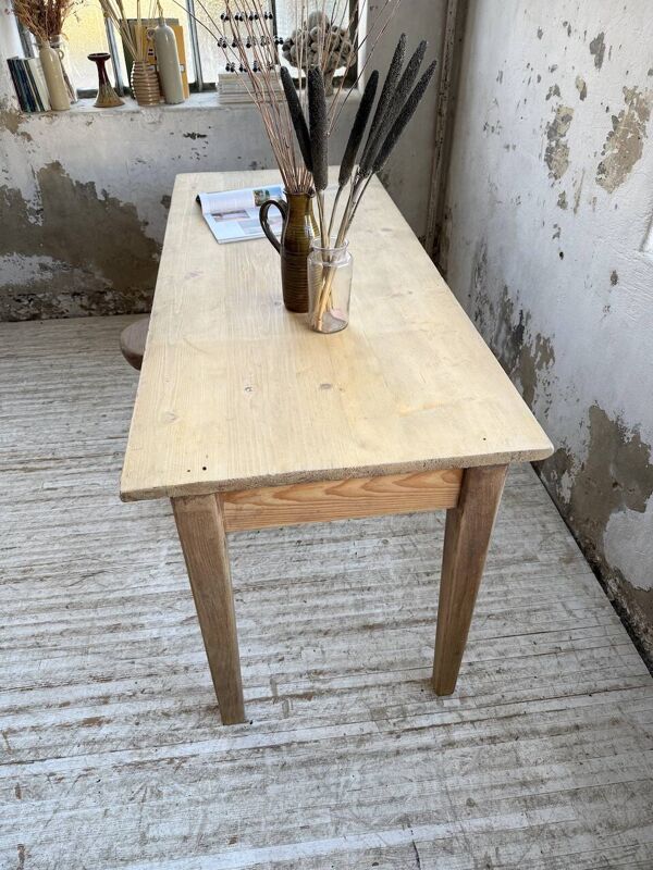 Table de ferme en pin et chêne