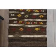 1970s Vintage Turkish Oushak Handmade Wool Cotton Brown Runner Rug 73x207