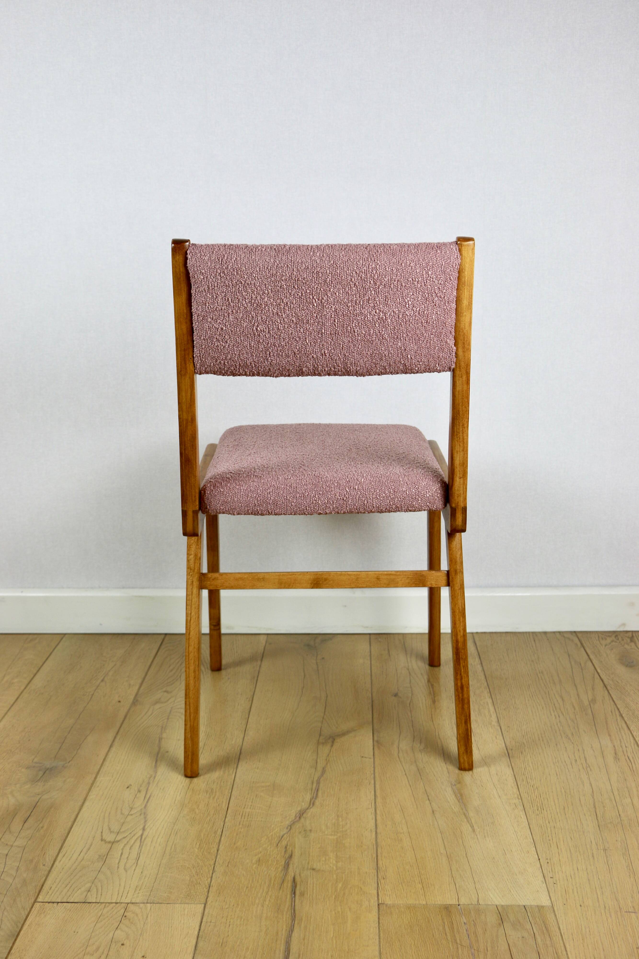 Vintage fuchsia boucle chairs - set of 6