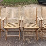Teak garden armchairs