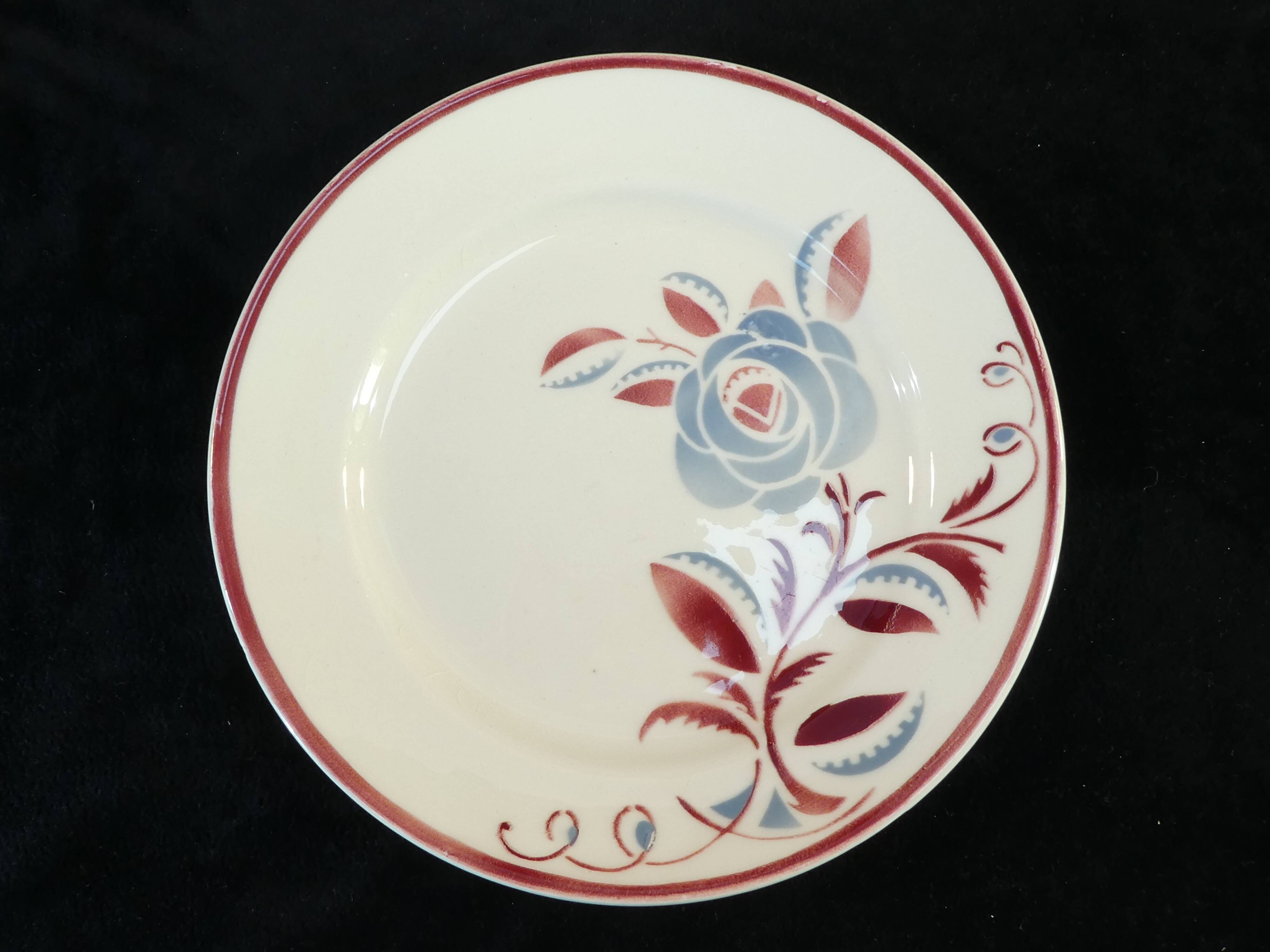 6 flat plates k and g luneville floral décor art deco model rosie