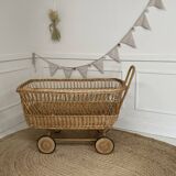 Alsatian wicker cradle, 1950s
