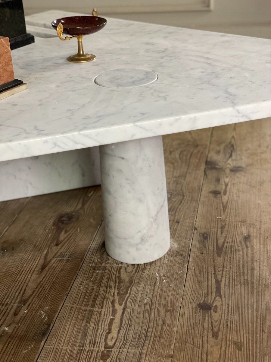 Postmodernist table in Carrara marble