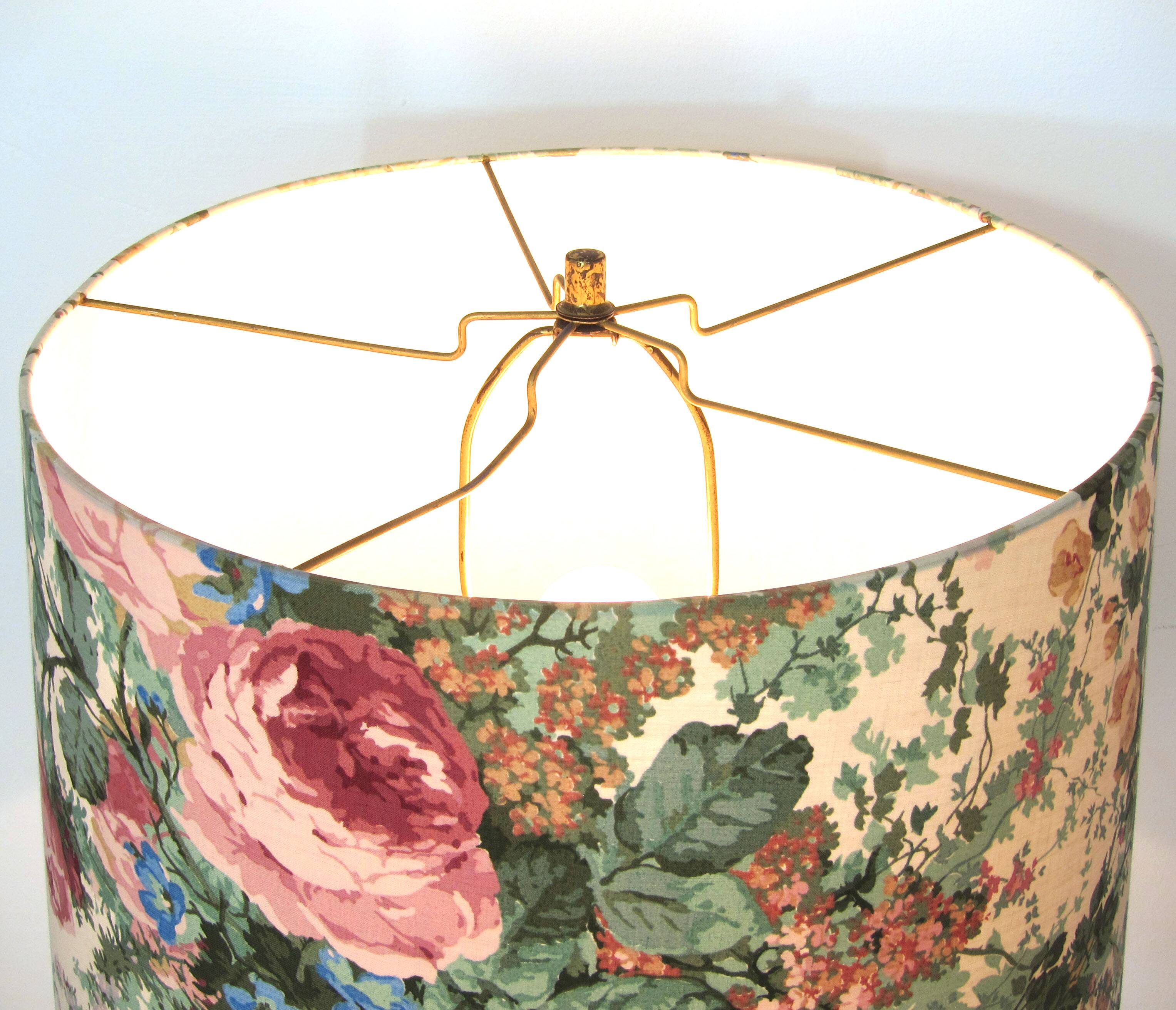 950s French Wrought Iron Decorative Floor Lamp with Flower Shade