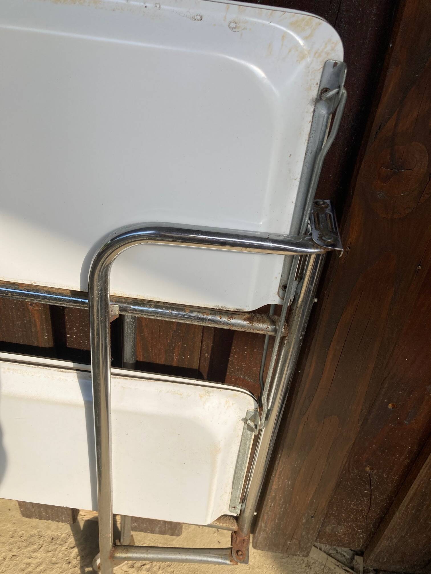 Vintage serving trolley, white folding table, 70s design, vintage.