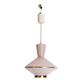 Suspension ovni en verre rose et doré
