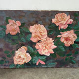 The roses, oil on canvas signed Mahelin.
