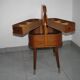 Mid century sewing box with / side table. asystent teak 1960/70s