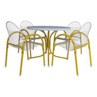 Postmodern Italian Metal Wire Mesh Garden Set by EMU, 1980s