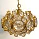 Lustre Bulle en Cristal et Laiton Doré attribué à Gaetano Sciolari pour Palwa - Allemagne, 1960