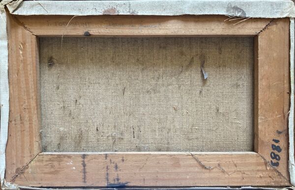 Tableau ''Dans le Parc'' paysage animé impressionniste J. Toussaint 1883