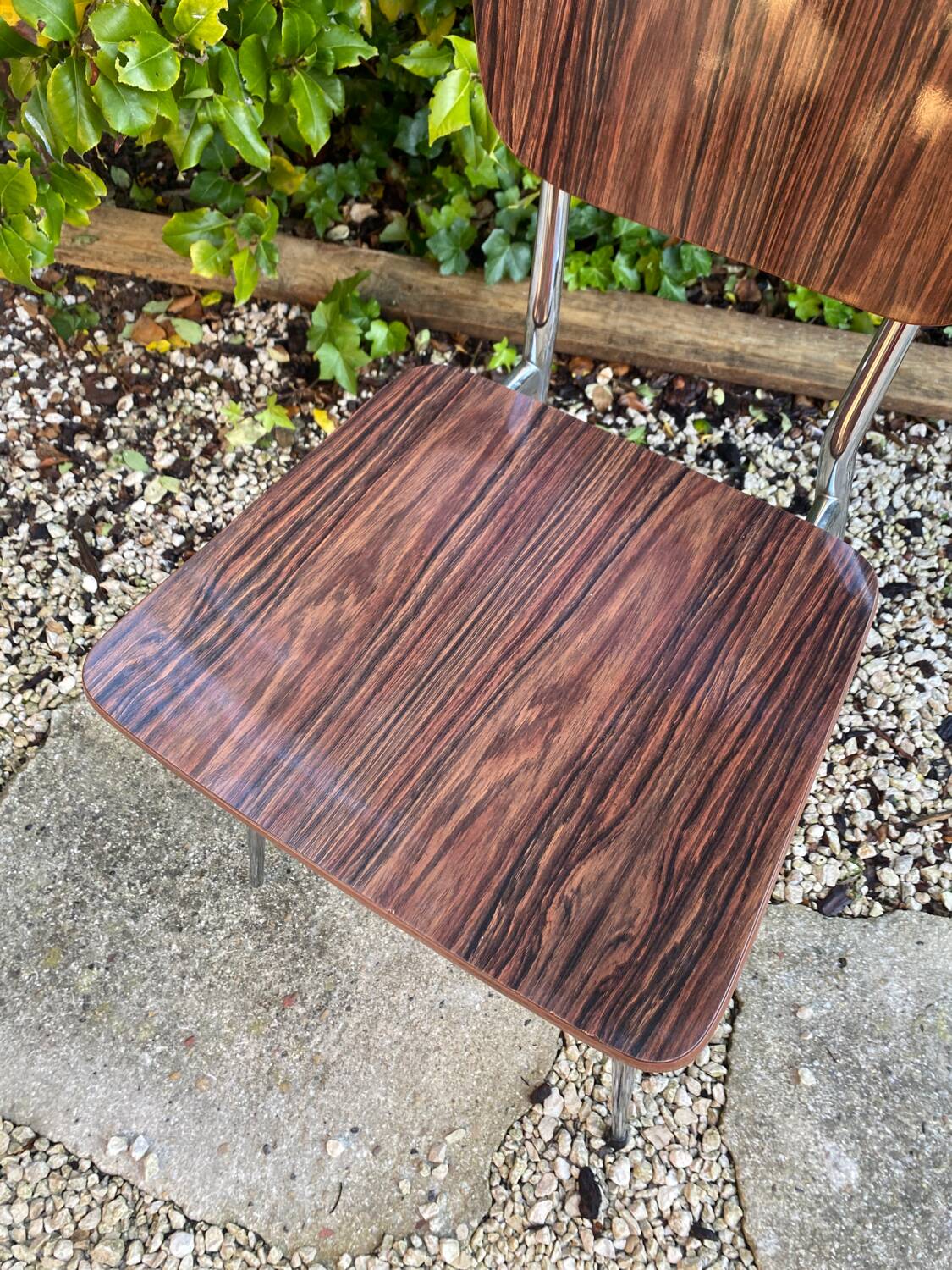 Set of 4 brown Formica chairs