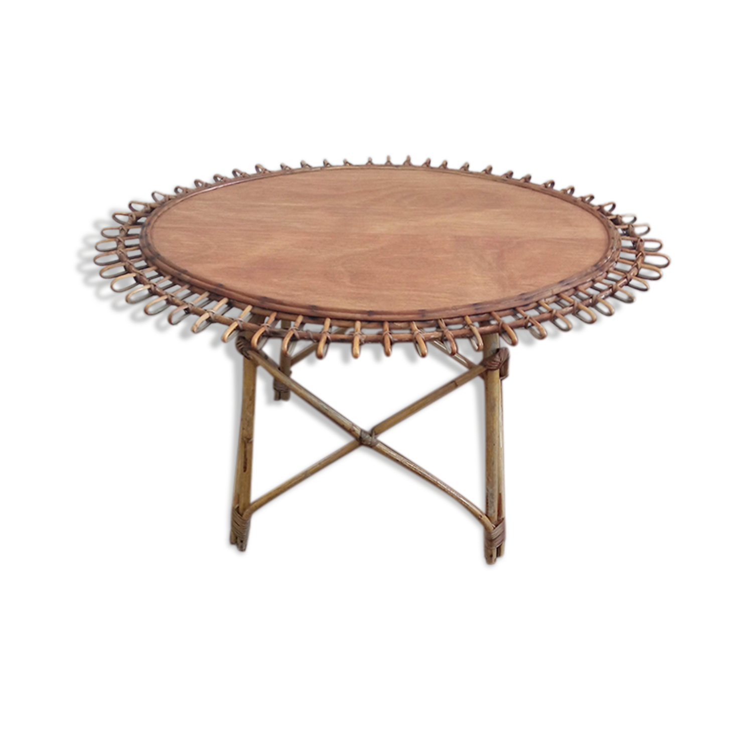 Sun coffee table in rattan 50s