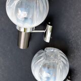 Pair of wall lamps Mazzega opalescent Murano Italy