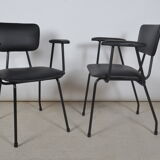 Fauteuils en skaï noir 1950