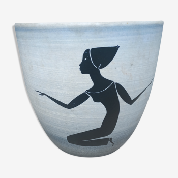 Cache pot des années 50 en céramique de Sèvres signé Milet