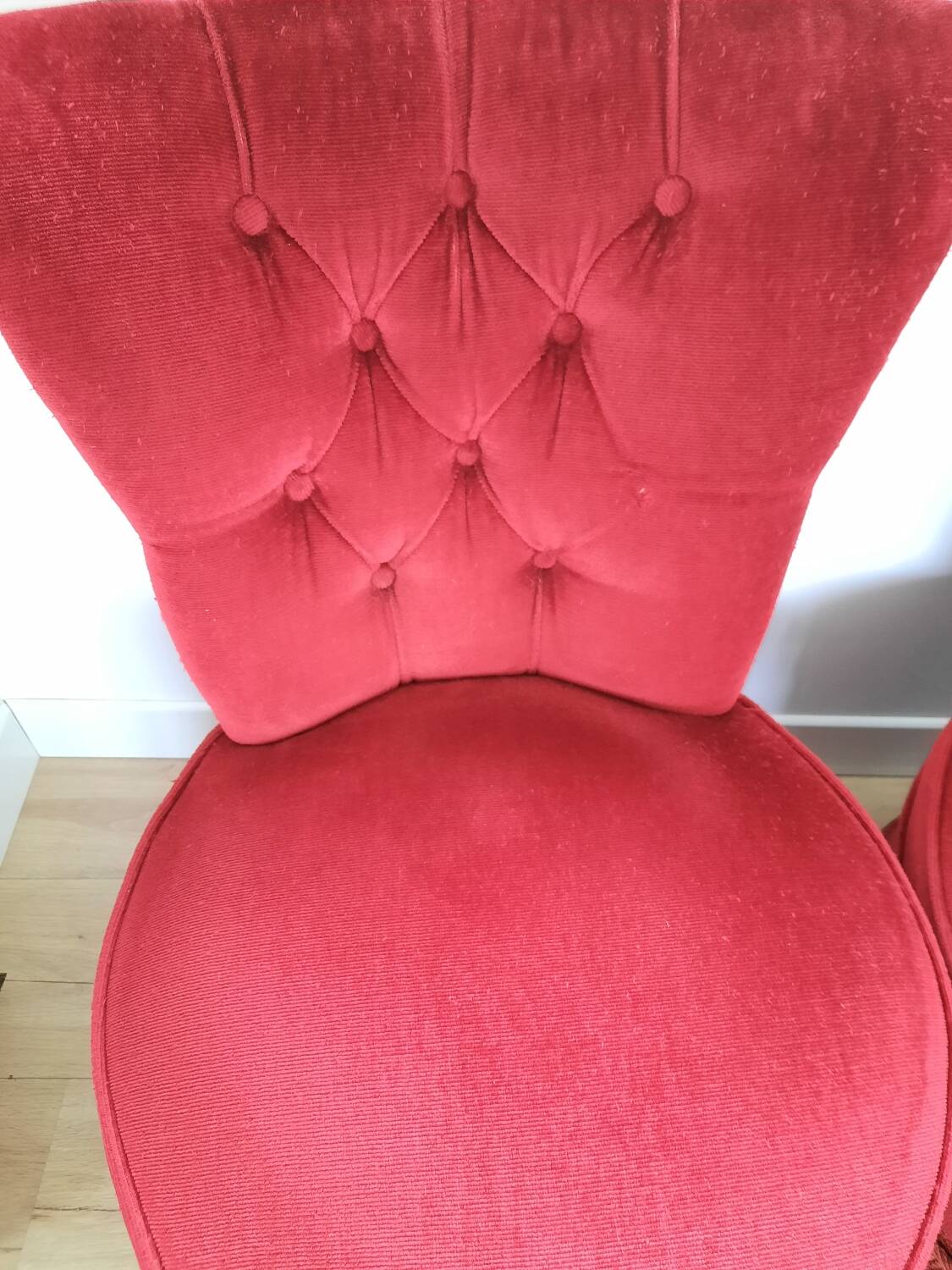 Pair of Napoleon III style red velvet armchairs