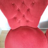 Pair of Napoleon III style red velvet armchairs
