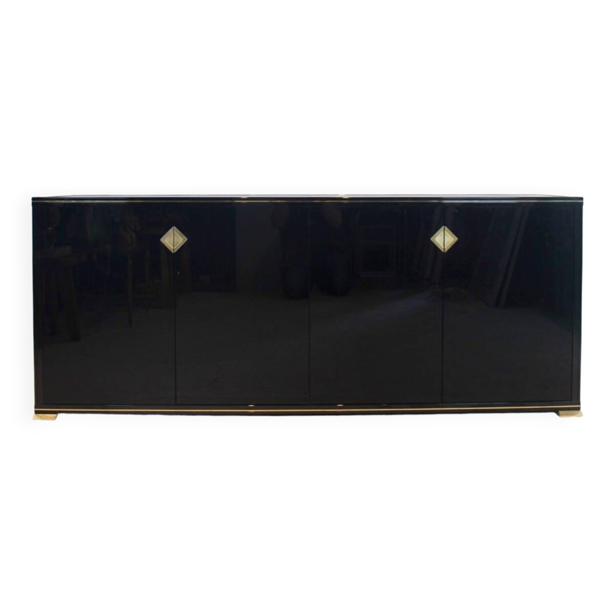 Pierre Vandel Paris Black Lacquered French Sideboard