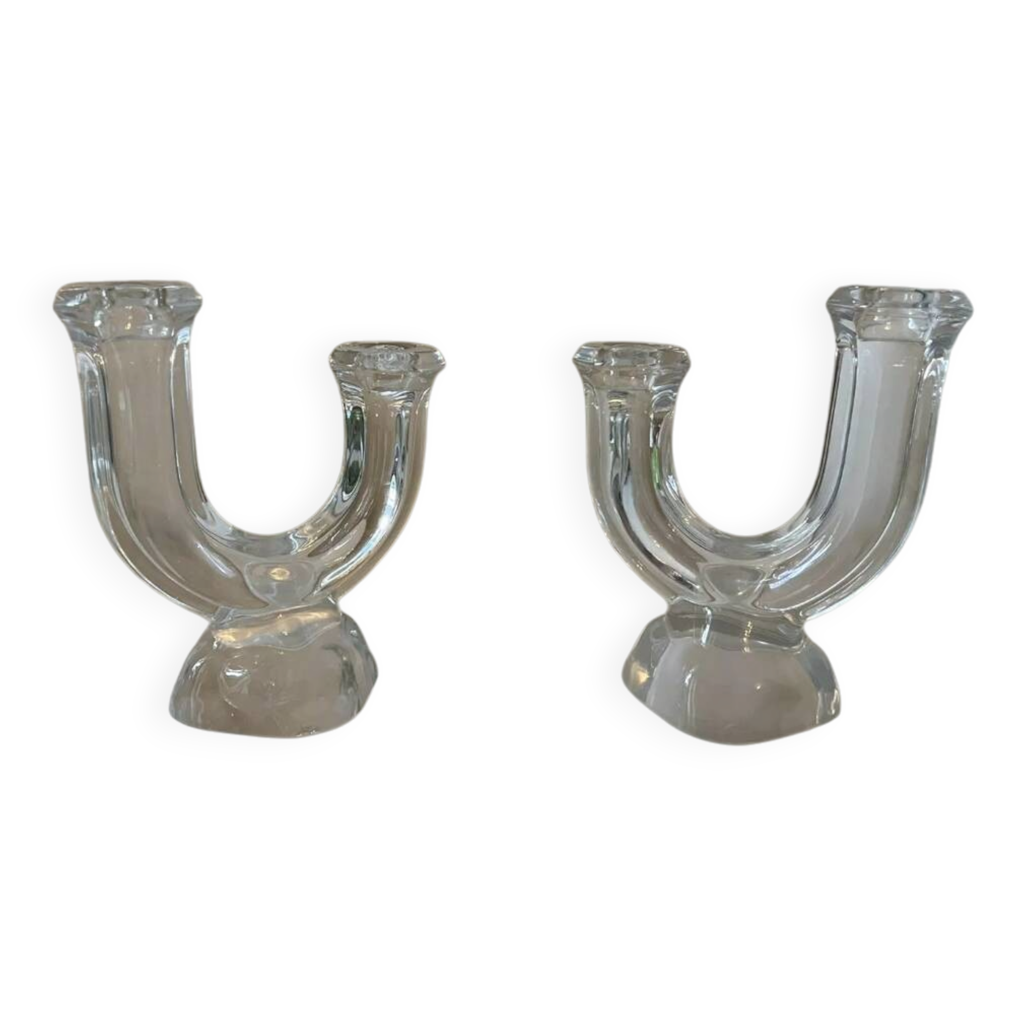 Pair of crystal candlesticks from Vannes le Chatel, 1960