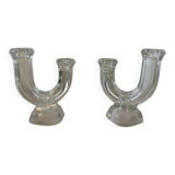 Pair of crystal candlesticks from Vannes le Chatel, 1960