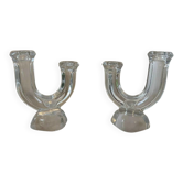 Pair of crystal candlesticks from Vannes le Chatel, 1960