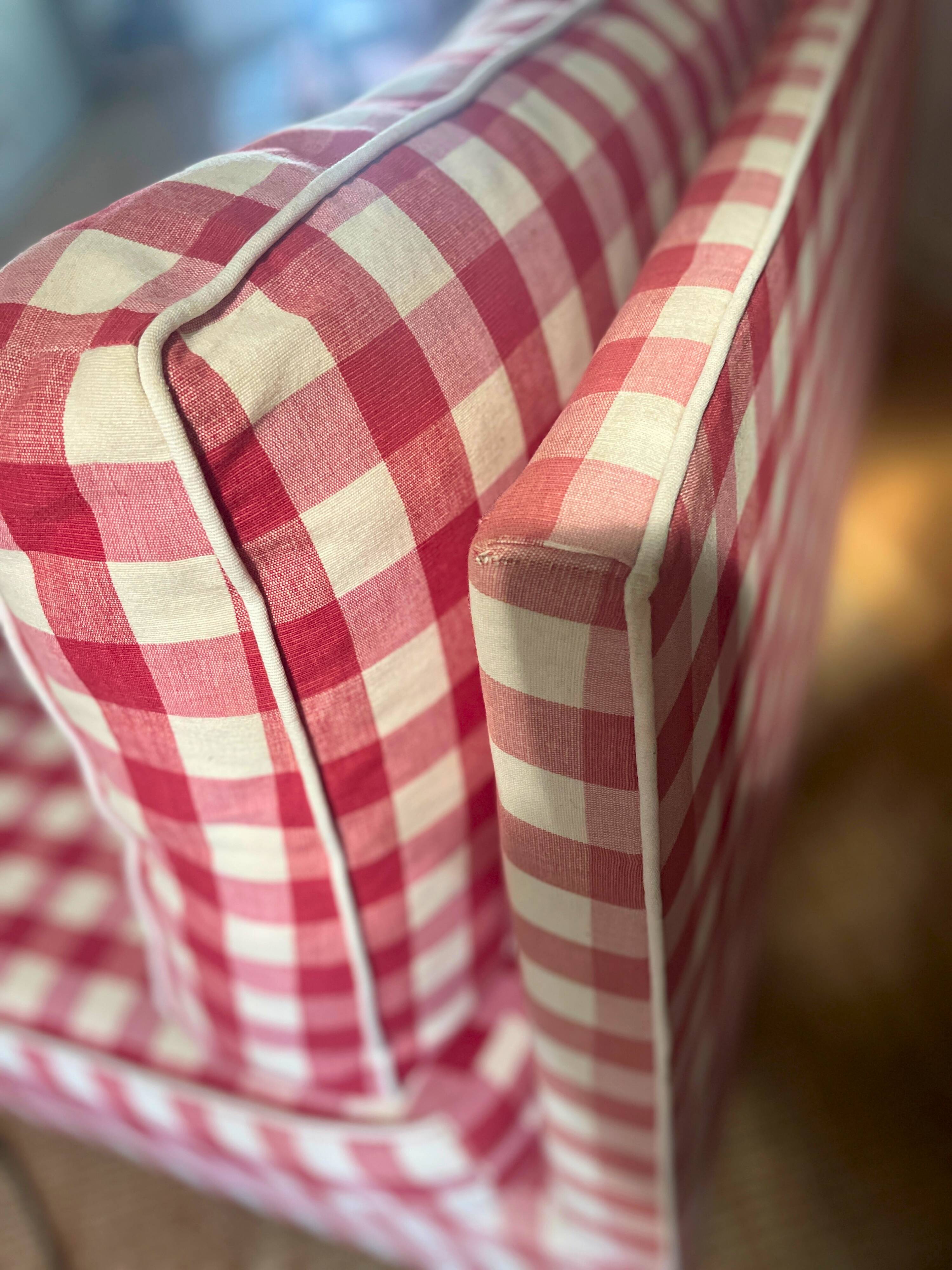 Gingham check sofa bench