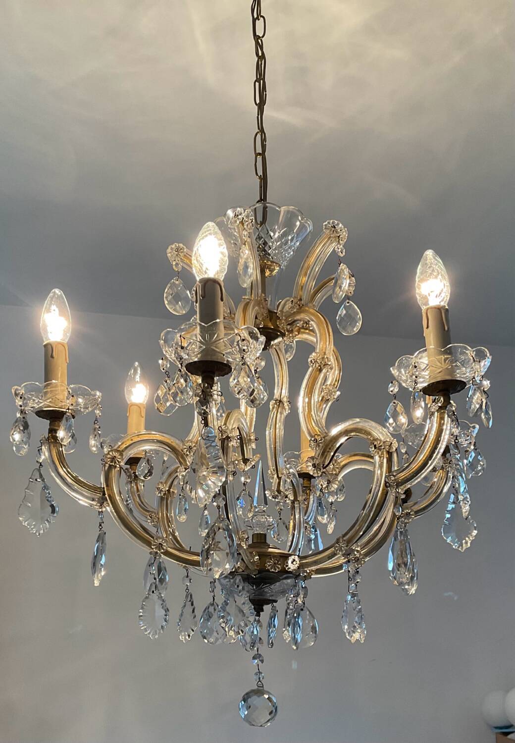 Old Venetian chandelier in crystal and bronze