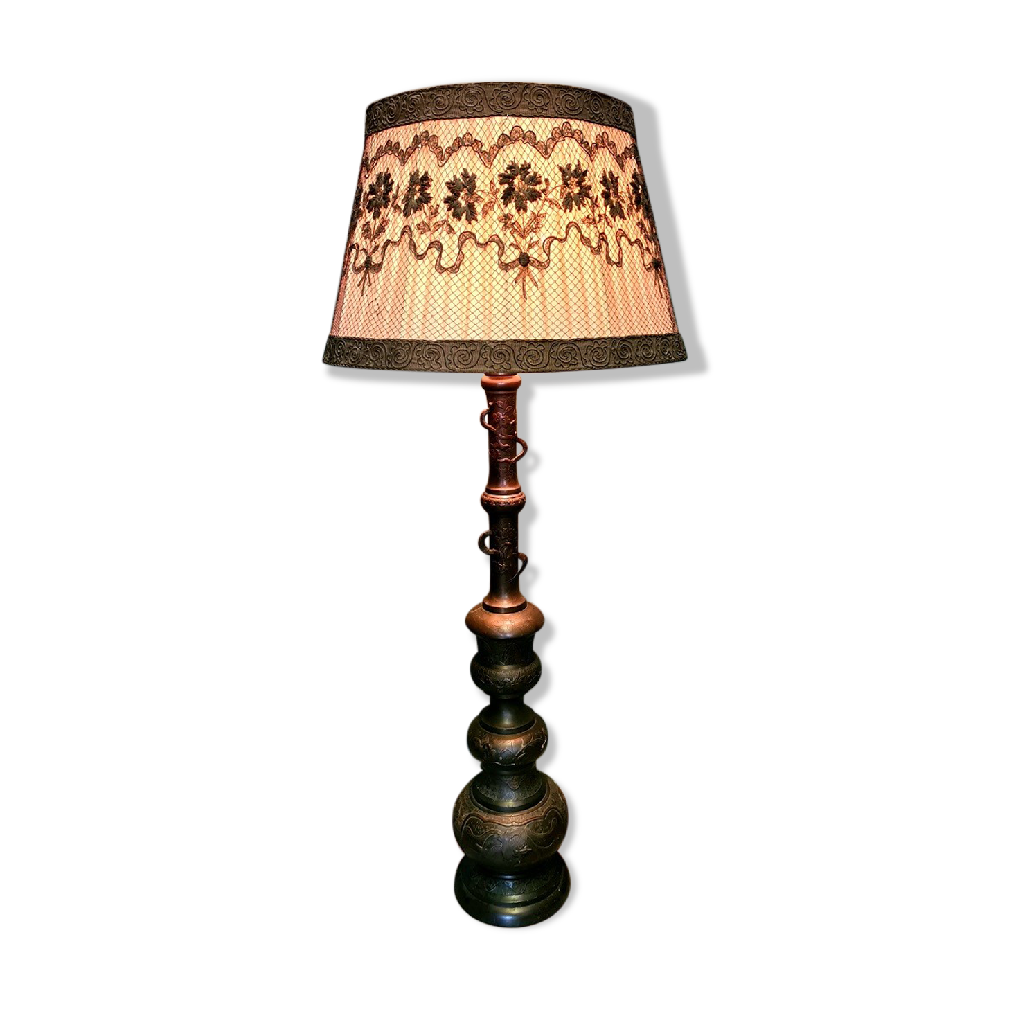 Lampadaire japonais en bronze Meji Période