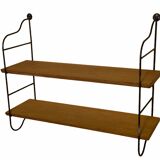 1960s steel and oak veneer wall shelf