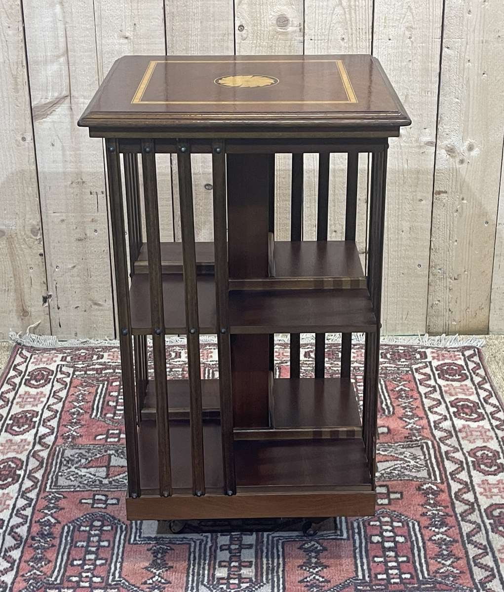 English mahogany revolving library from the 1950s