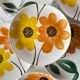 8 Assiettes à dessert Gien Fleurs peintes à la main Orange Vintage Année 70