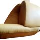Paire de fauteuils pivotants cuir jaune accottoirs asymétriques ca 80